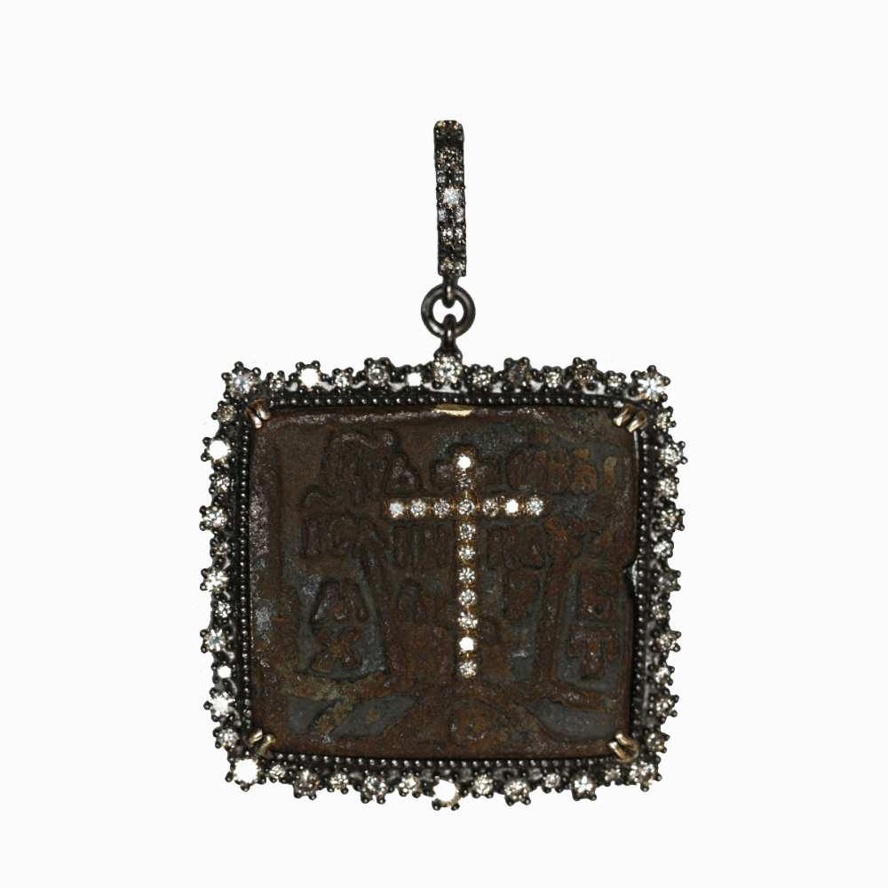 Image 2 for Russian Icon With Diamond Cross Inlay