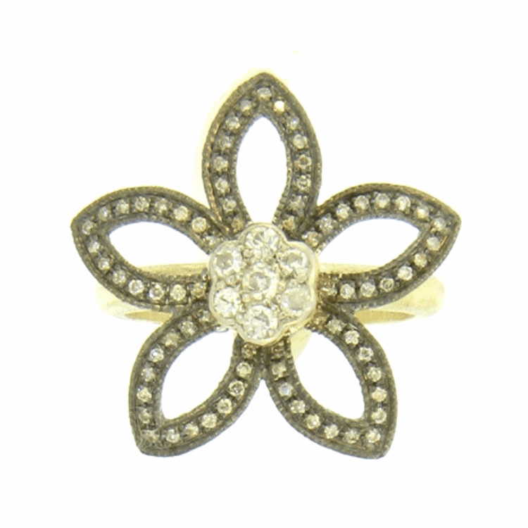 75 CH DIA, .23 TW Small Diamond Flower Ring