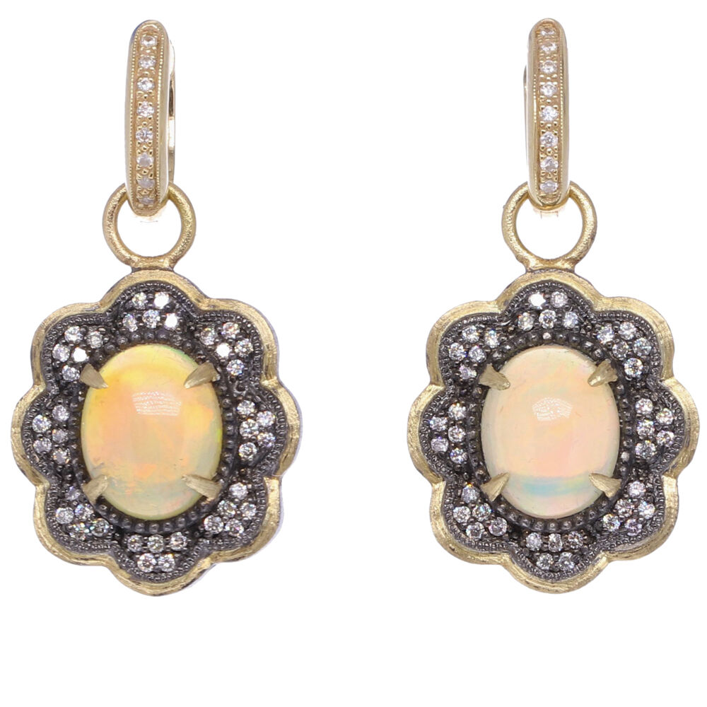 80 CH DIA, 0.48 TW, 2 OPALS, 3.28 TW Small Opal Scalloped Earring Charms