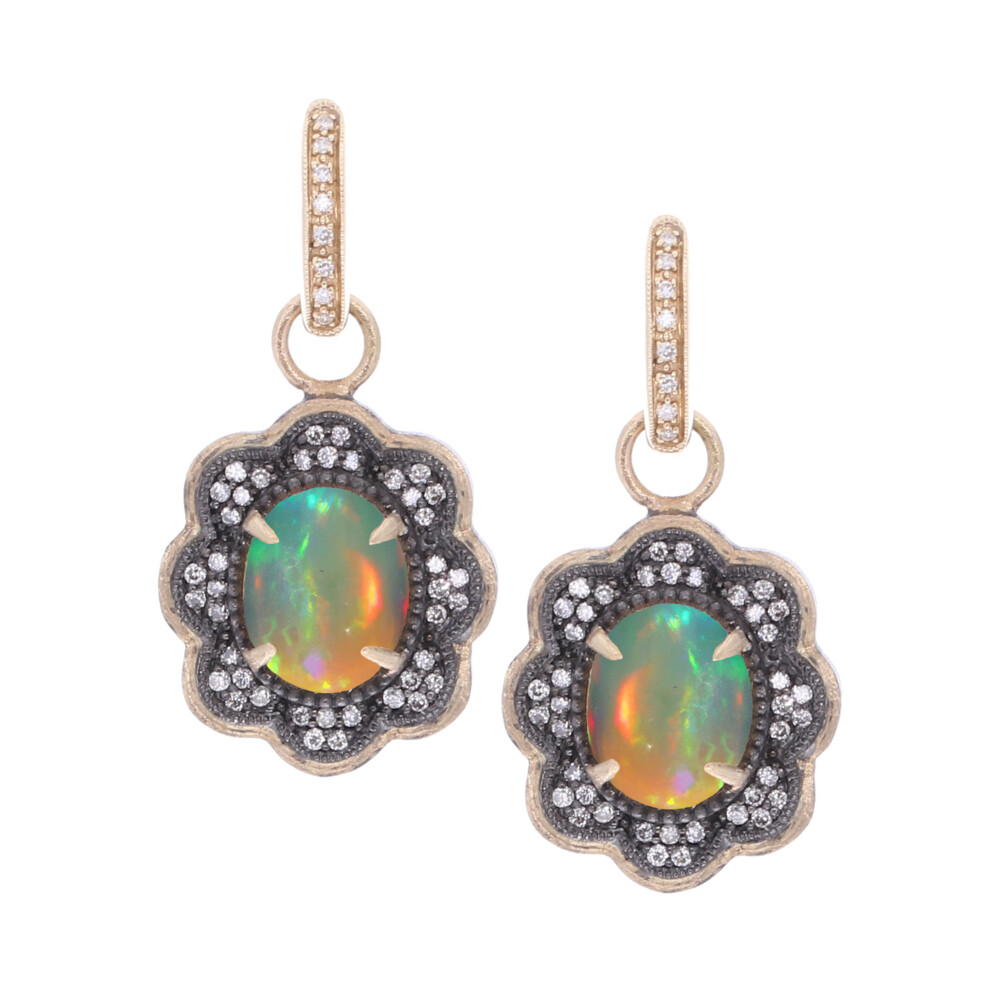 Small Opal Scalloped Earring Charms