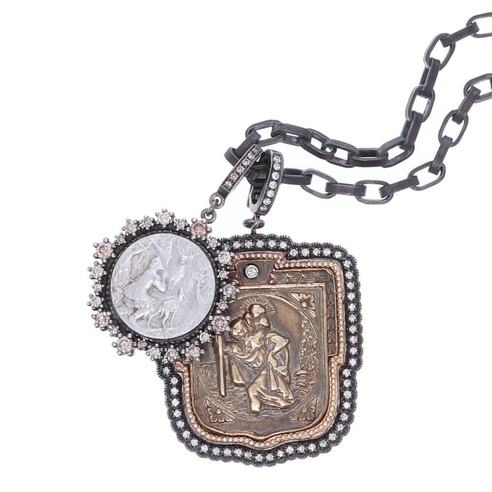 Image 2 for Antique St. Christopher "The Gentle Giant in The River" Pendant