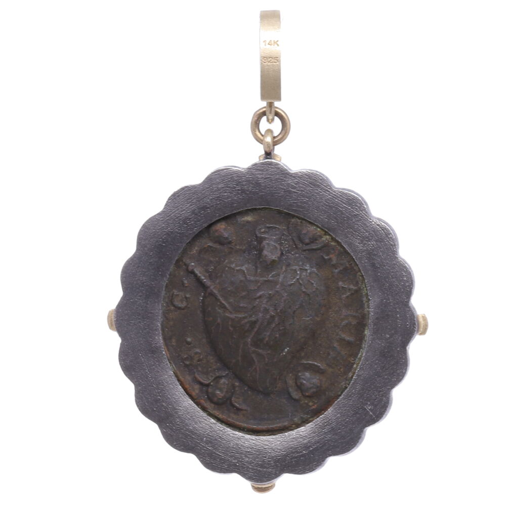 Image 2 for Antique Sacred Heart with Cherubs Pendant