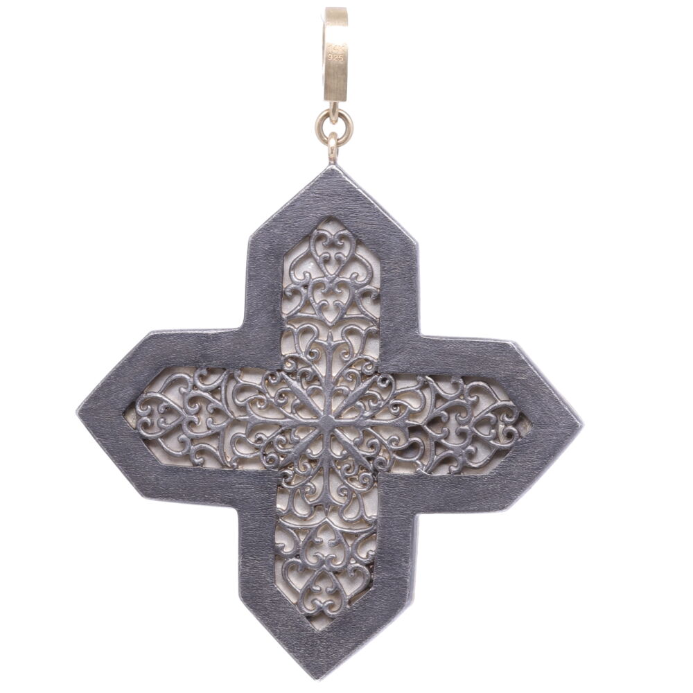 Image 2 for Italian Grand Tour Micro Mosaic Maltese Cross Holy Spirit Pendant