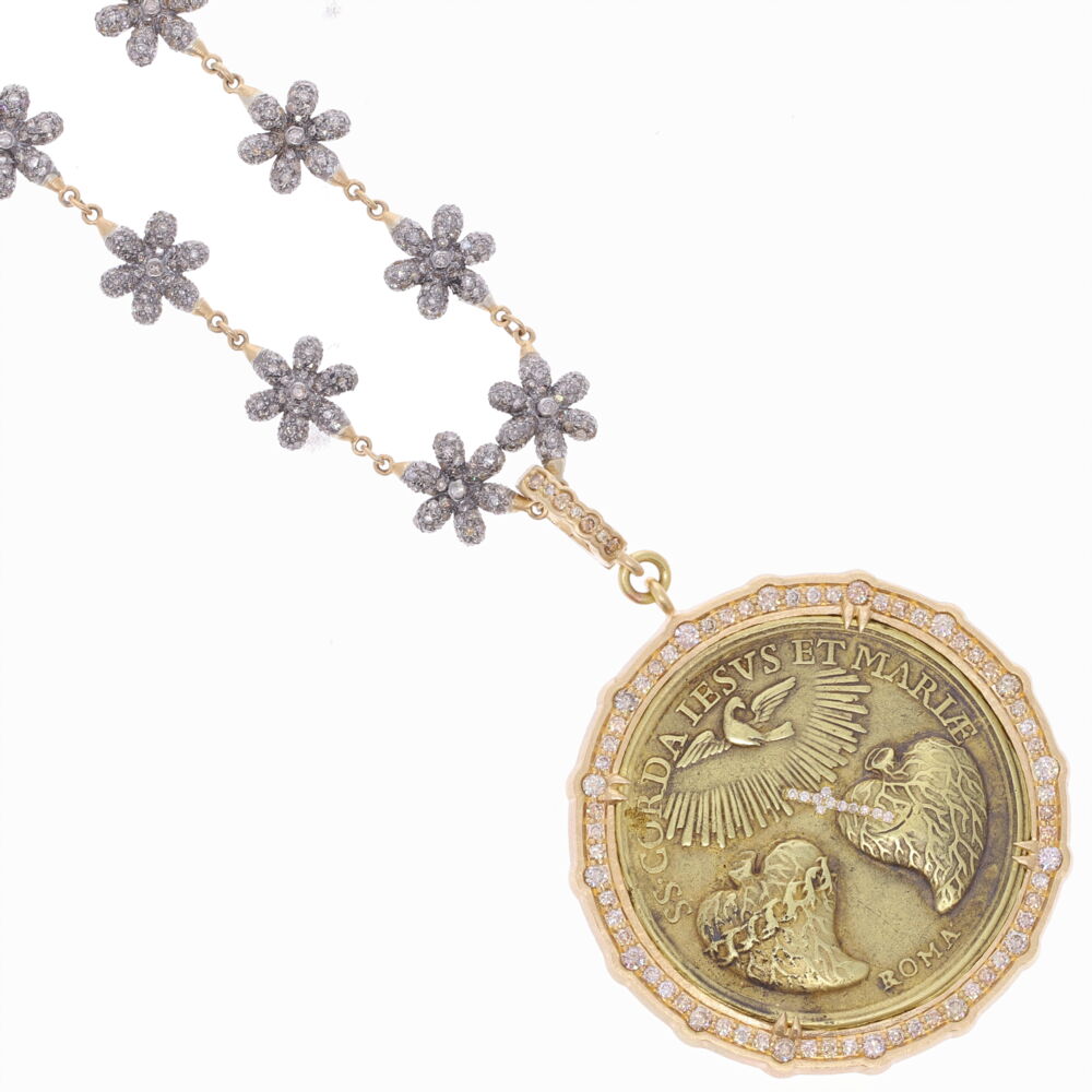 Image 2 for Small Diamond Floral Link Chain 21"