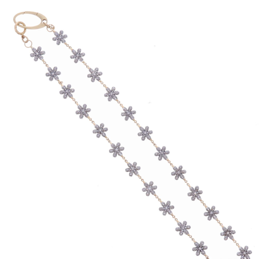 Image 2 for Small Diamond Floral Link Chain 21"