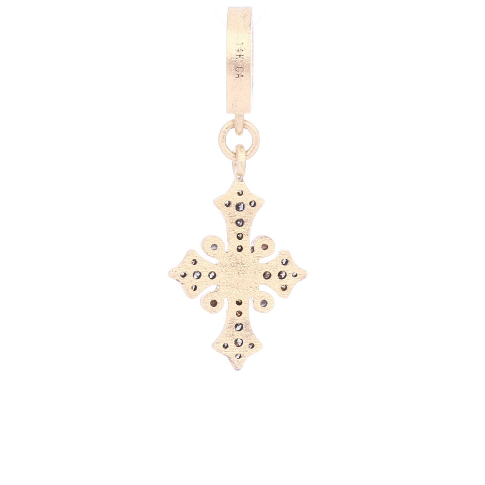 This classic cross was handcrafted using solid 14k yellow gold 3.24g and champagne diamonds 0.40 tcw. Classic Tiny Cross Pendant Base Product