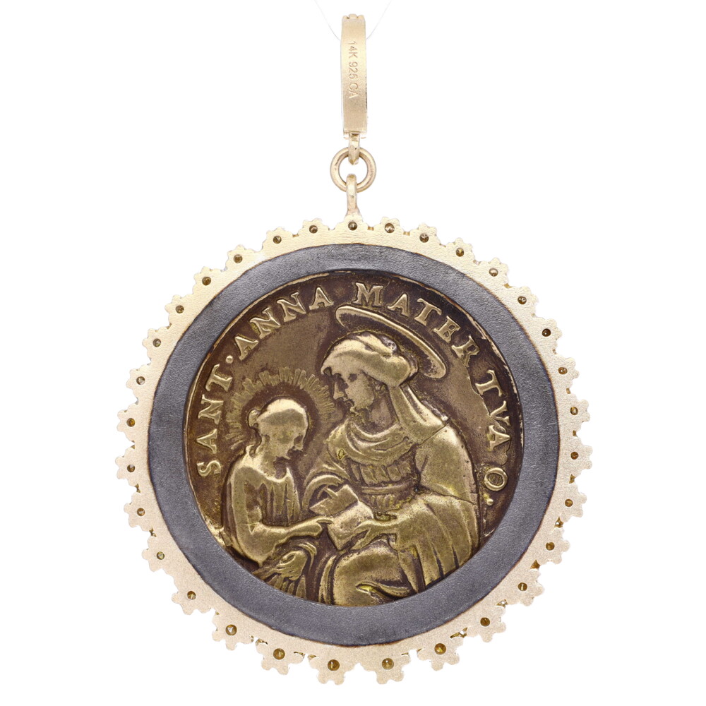 Antique Sacred Heart of Mary & Jesus Medal Pendant