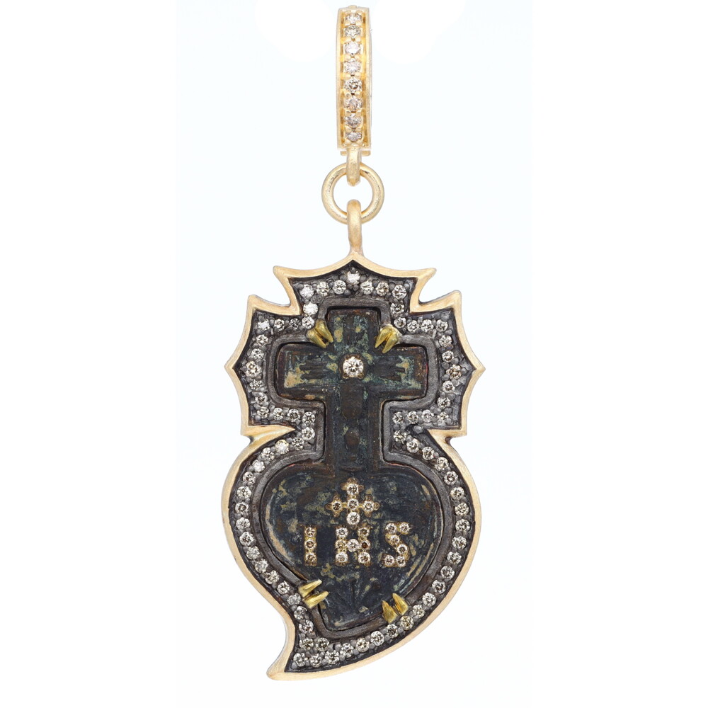 Ancient "IHS" Heart & Cross Medal Pendant