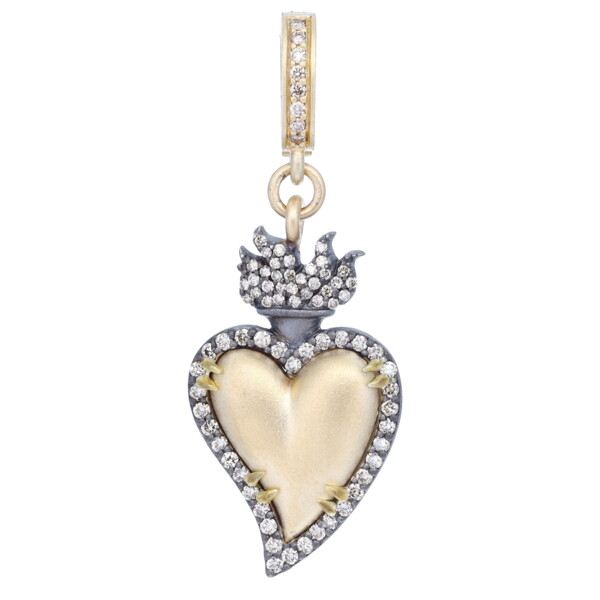 Closeup photo of Victorian Style Flaming Heart Pendant