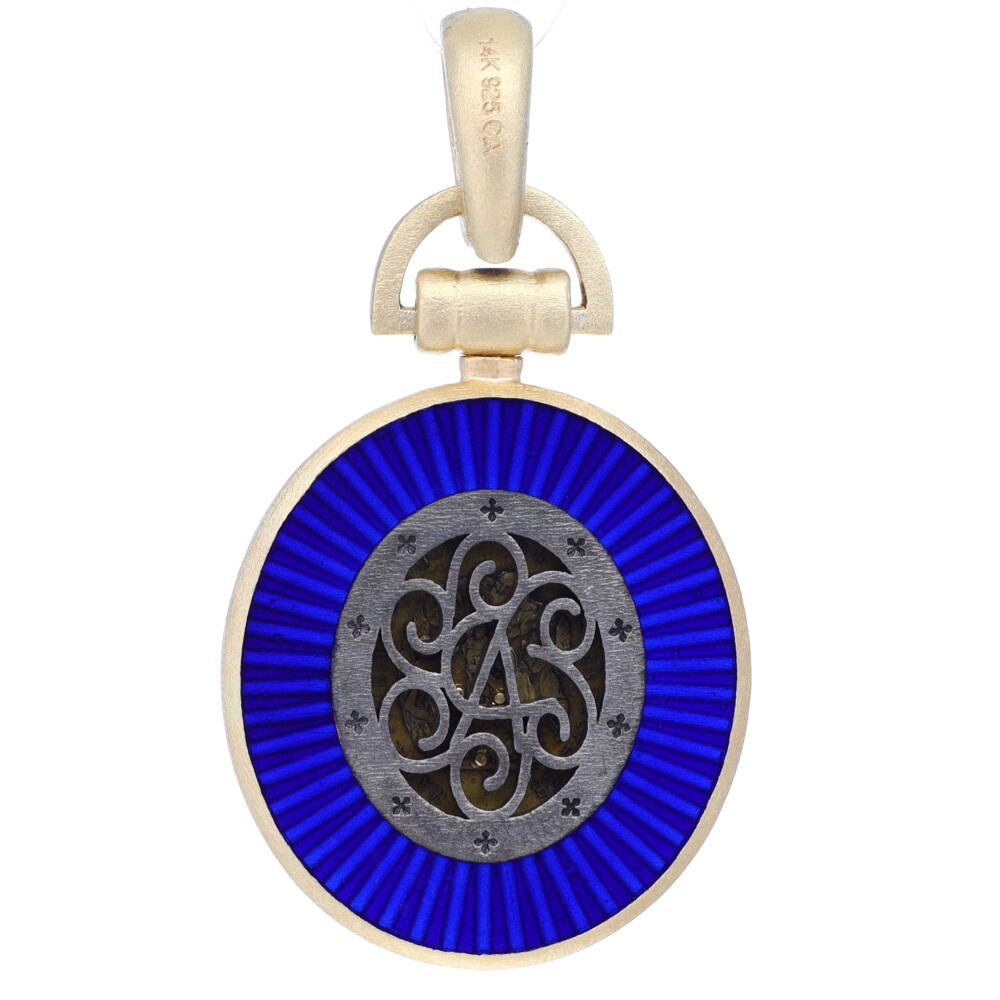 Antique Sacred Heart Medal w/ Enamel Bezel Pendant