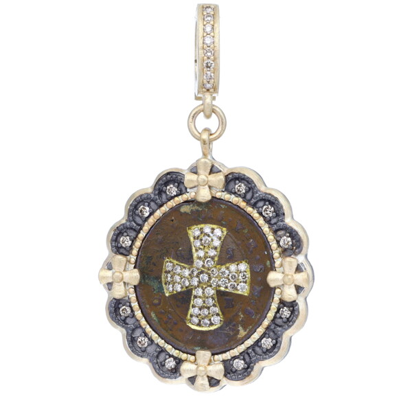 Closeup photo of Small Antique St Benedict Medal Pendant