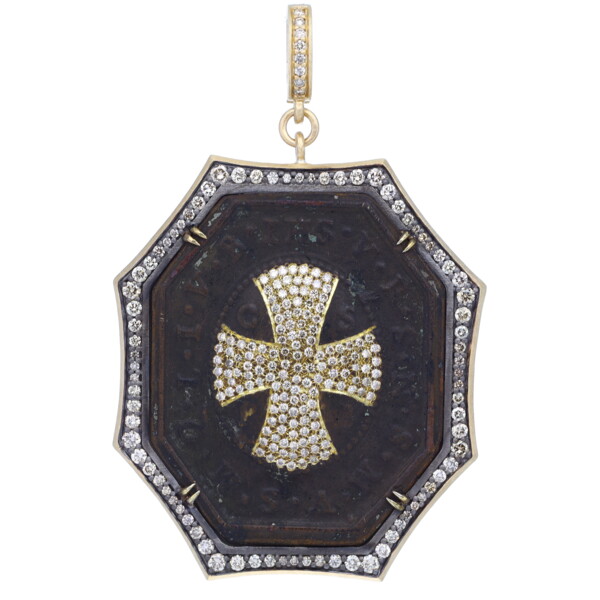 Closeup photo of Large Antique St Benedict Medal Pendant