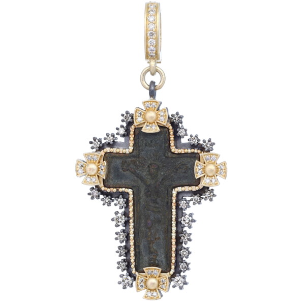Closeup photo of Ancient Old Believers Cross Medal Pendant