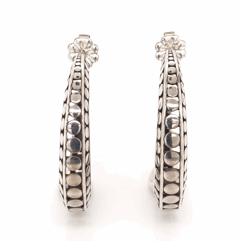 Image 2 for 925 Sterling JOHN HARDY Open Bubble Design Hoop Earrings 9.3g, 1.5"