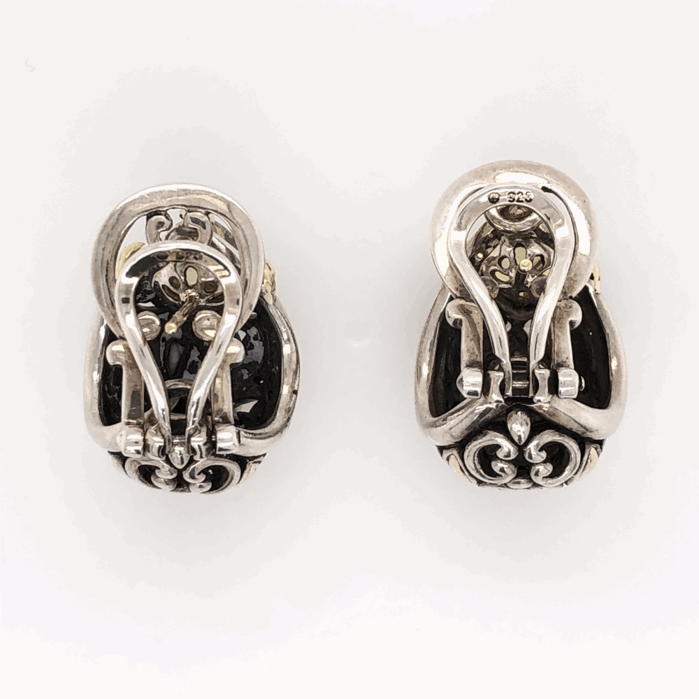 Image 2 for 925 & 18K Yellow Gold JOHN HARDY Citrine Earrings with Double Clips 15.7g, 1" tall