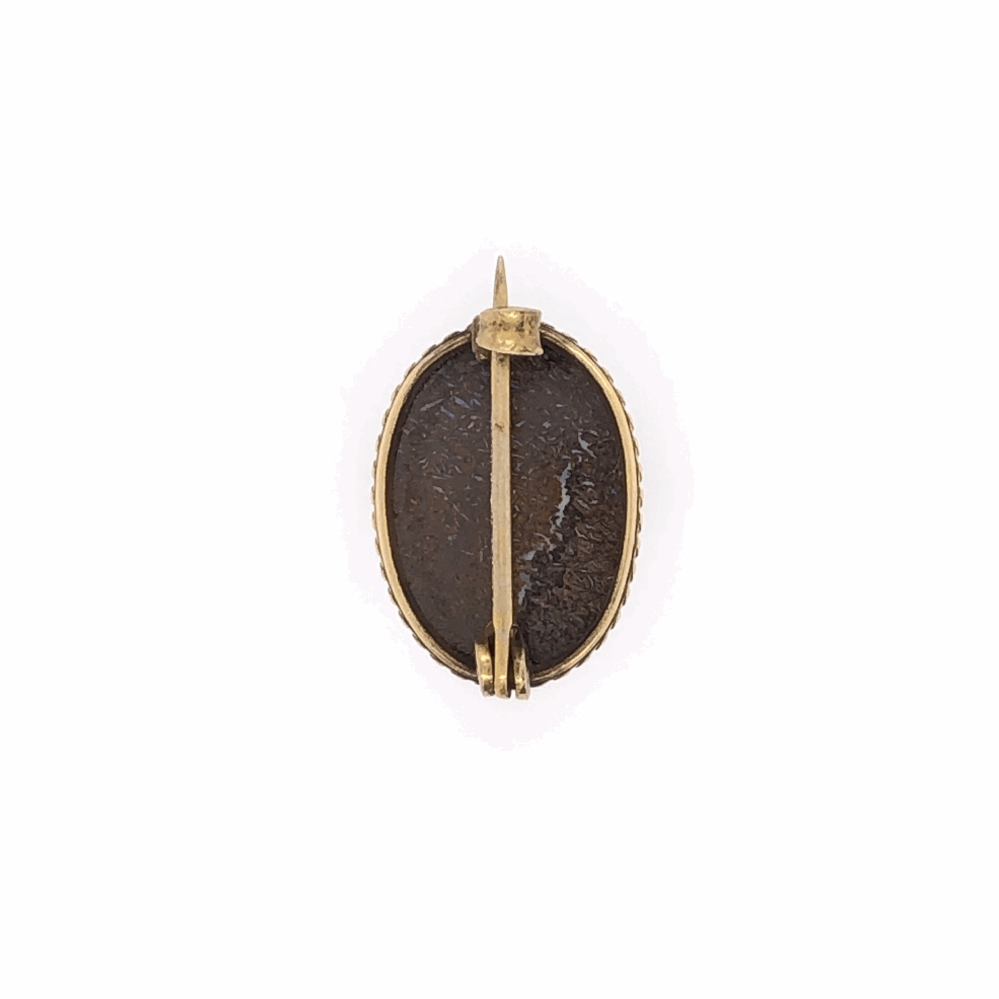 Image 2 for 14K Yellow Gold Victorian Boulder Opal Brooch 2.4g, .75" Wide