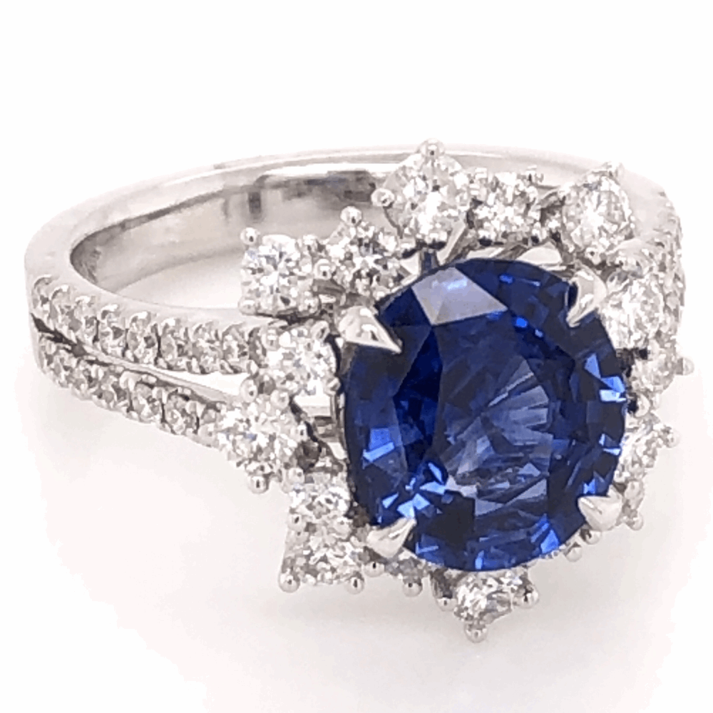 Image 2 for 18K White Gold 2.77ct Oval Sapphire & 1.00tcw Diamond Ring 5.3g, s6.5
