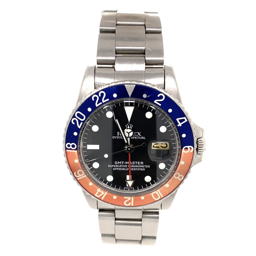 Serial #1442316, c1964 1675 Pepsi Rolex GMT Master Stainless Steel Oyster Bracelet c1964