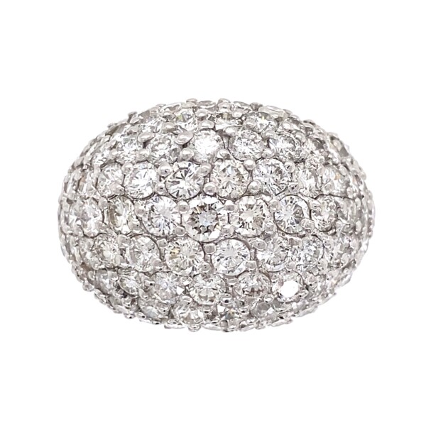 Closeup photo of Platinum 5.51tcw Pave Diamond Dome Ring 21.2g, s6.75