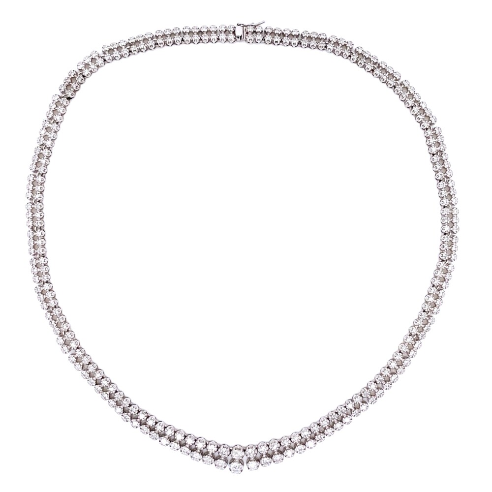 Platinum Double Row Diamond Riviera Necklace 5.00tcw 35.8g, 16"