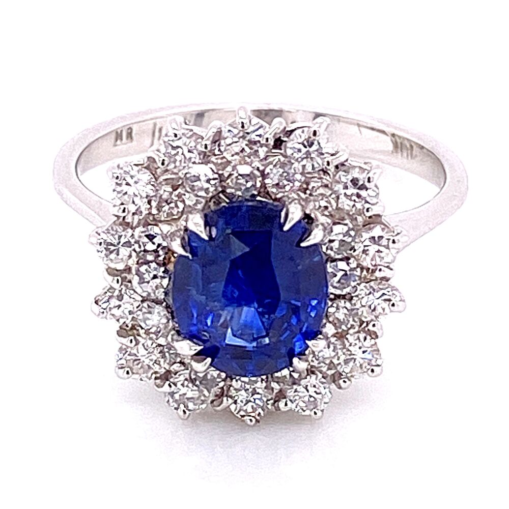 Image 2 for 14K White Gold 2ct Natural Blue Sapphire Ring double halo diamonds 1.00tcw, 4.5g, s7