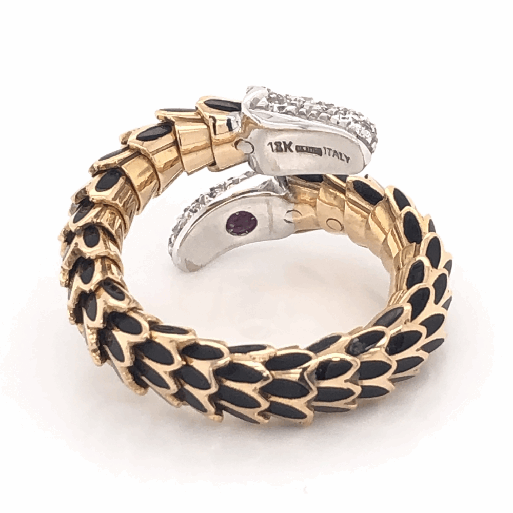 Image 2 for 18K Rose Gold Scale Ring .60tcw diamonds Black Enamel & Flexible