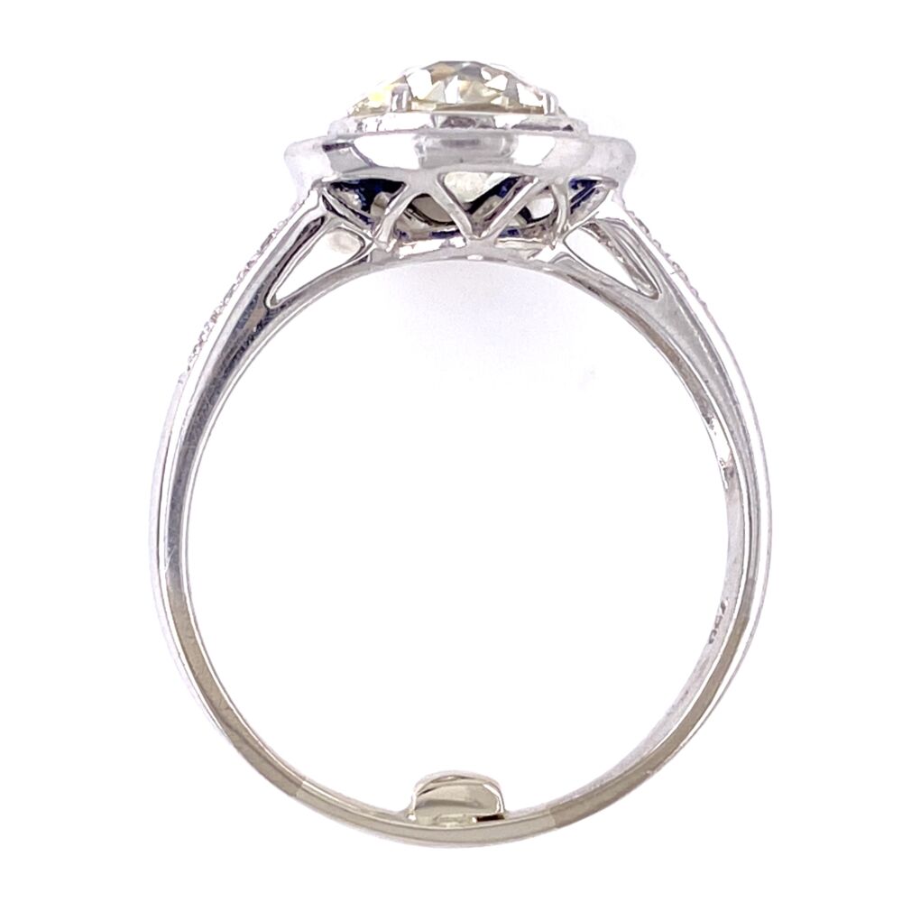 Image 2 for 18K White Gold Art Deco 1.36ct OEC Diamond, .35tcw sapphire halo & .10tcw side diamonds s7
