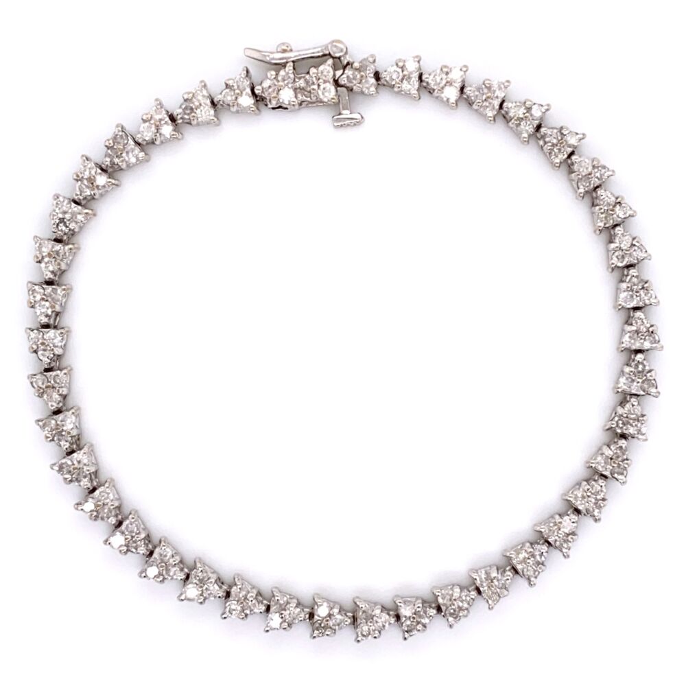 14K White Gold Mosaic Line Bracelet 126 Diamond 3.5tcw 13.4g, 7"