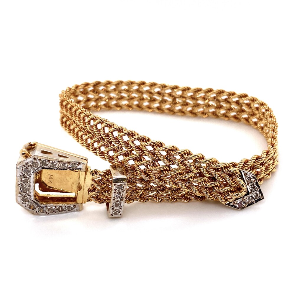 Image 2 for 14K Yellow Gold Retro Buckle Diamond Bracelet .55tcw, 22.1g