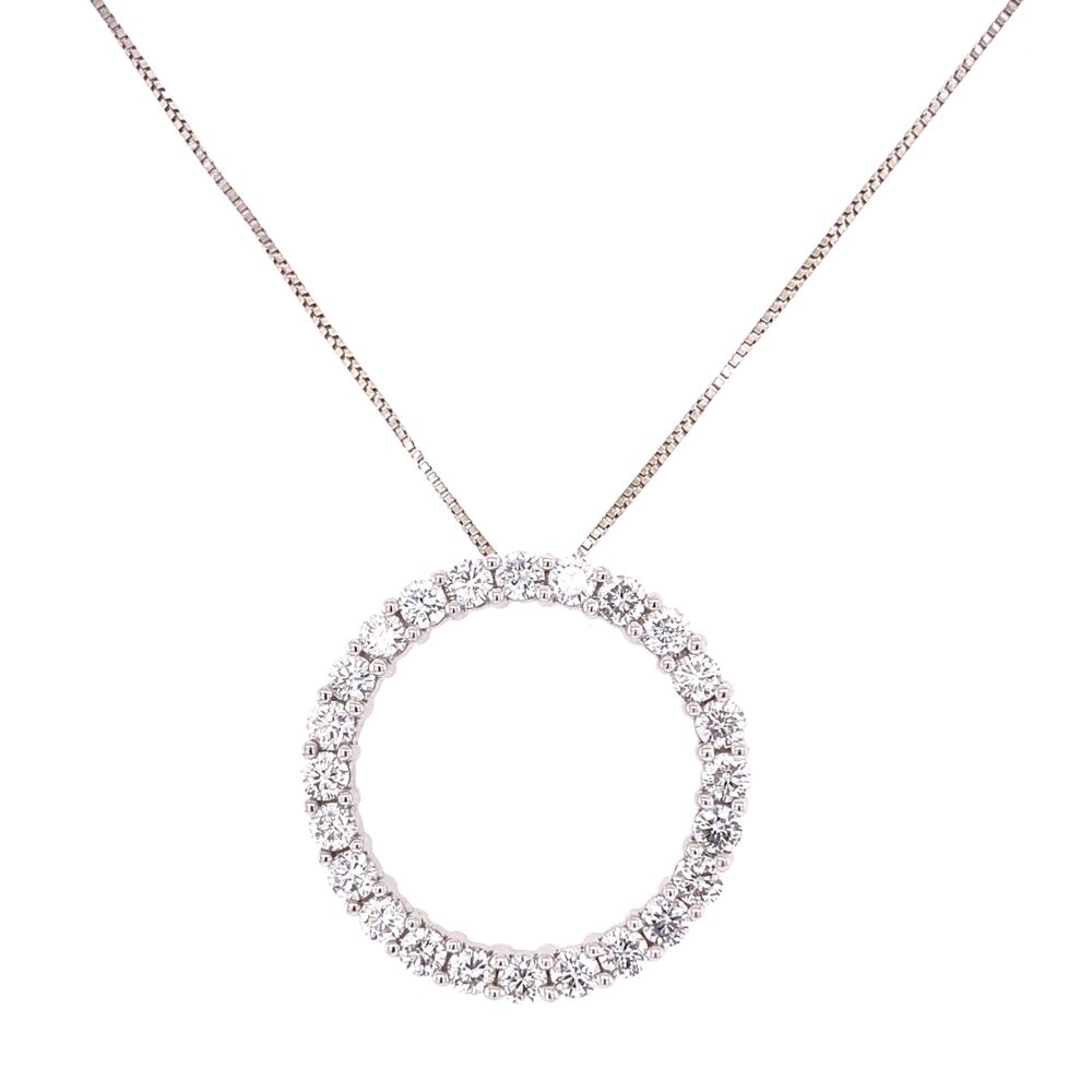 14K White Gold Open Circle Diamond Necklace 2.40tcw, 1