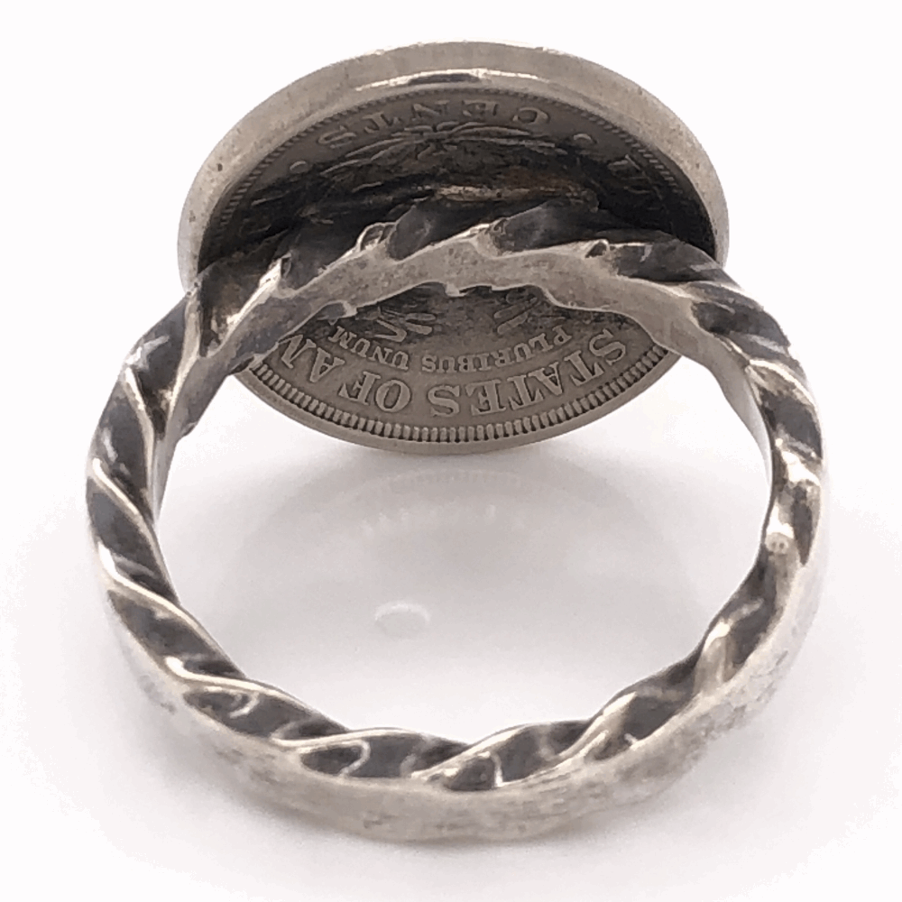 Image 2 for 925 Sterling Vintage Native Mens 1911 Liberty Head Ring 11.8g, s13 7/8" Diameter