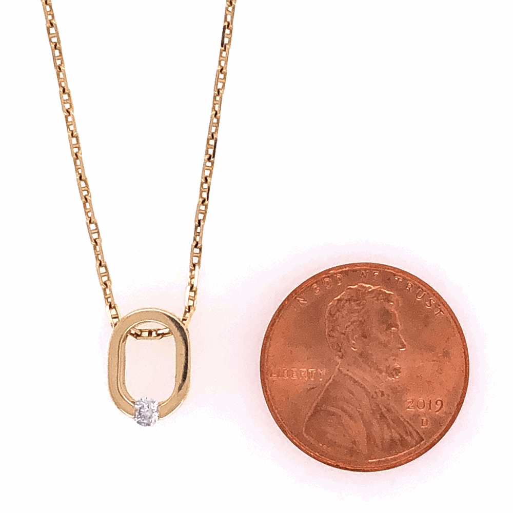 Image 2 for 14K Yellow Gold COFFIN & TROUT Open "0" Diamond Pendant .07tcw 3.4g 18" Chain