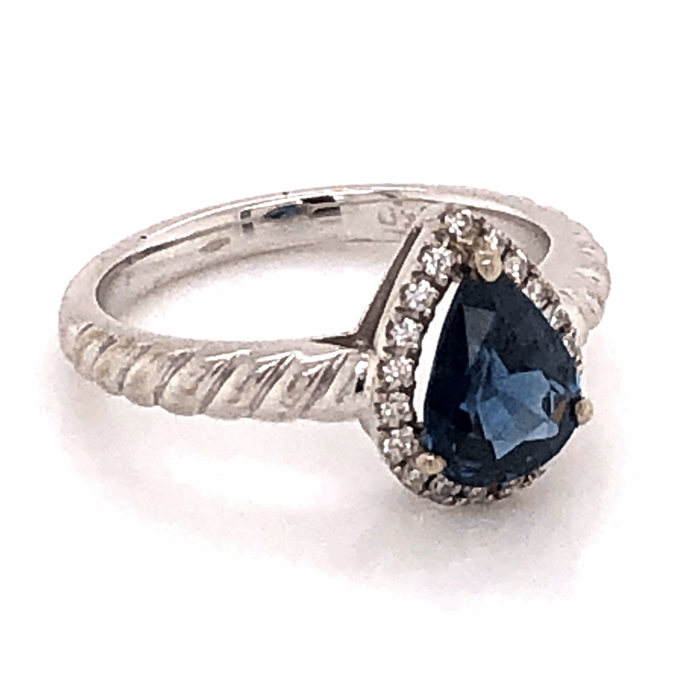 Image 2 for 18K White Gold .90ct Pear Sapphire & .14tcw Diamond Ring 3.3g, s3.75