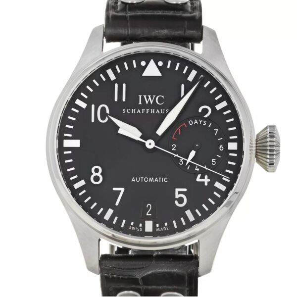 Closeup photo of IWC Big Pilot Stainless Steel 46.2mm Watch 7day Movement $14,300 Retail