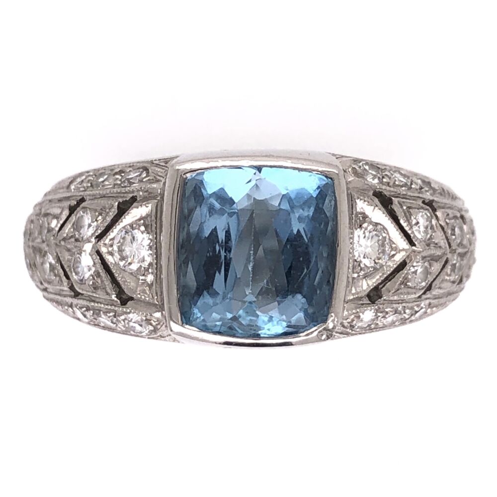 Size 7.75
Head is 9.15mm wide
Sits 5.5mm off the finger<div style="position: initial; margin: initial;"><span style="font-size: 16.8px; position: initial; margin: initial;"><a href="https://youtu.be/e_JO9A9Uu9s" title="https://youtu.be/e_JO9A9Uu9s" style="text-decoration: none;">https://youtu.be/e_JO9A9Uu9s</a></span><br style="position: initial; margin: initial;"></div> Platinum 2.00ct Aquamarine & .46tcw Diamonds Designer JAMES Ring 14.2g, s7.75