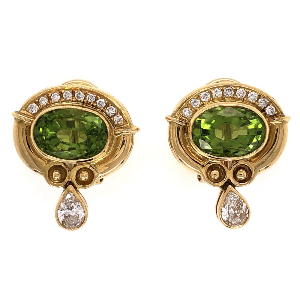 <div><span style="font-family: inherit; font-size: 1.2rem;">19x17.4mm</span></div><div><a href="https://youtu.be/z8jX031mJdA" title="https://youtu.be/z8jX031mJdA" style="font-family: inherit; font-size: 1.2rem; position: initial; margin: initial;">https://youtu.be/z8jX031mJdA</a><br></div> 18K Yellow Gold 4.00tcw Peridot & .75tcw Diamond Earrings 10.2g,