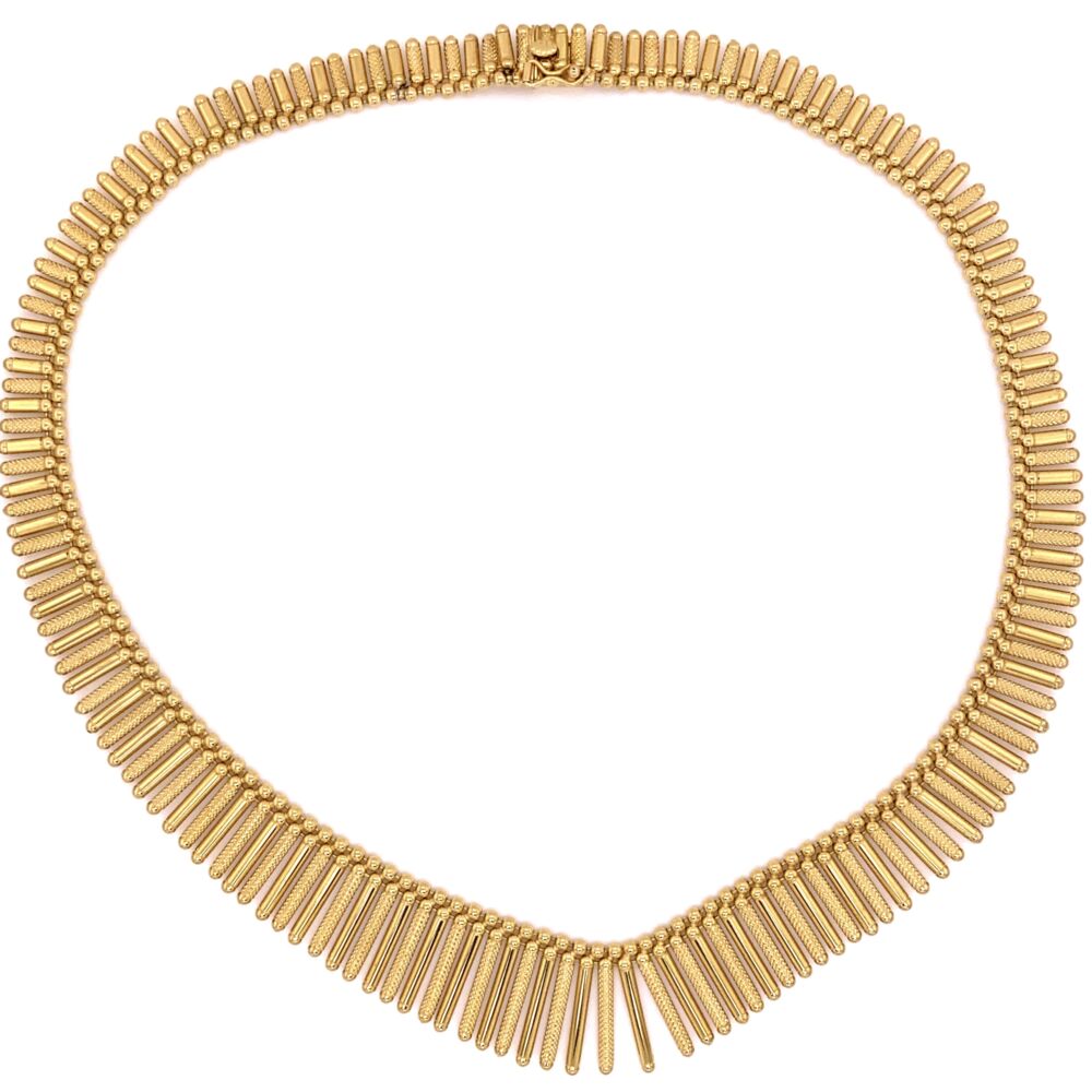 18K Yellow Gold CLEOPATRA style UNO A.R. Italian Fan Necklace 58.5g, 16"