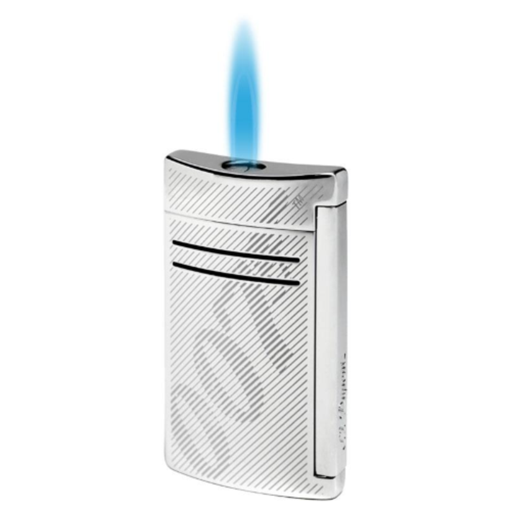 An individual piece from the James Bond 007 Collection, this cigar lighter is certainly something that any aspiring secret agent should have with him at all times. The simple to use activator bar means your favorite cigar is only a few seconds away.
Polished Chrome Finish with Precise Diagonal 007 Pattern
Stainless Steel Trigger Mechanism with S. T. Dupont and 007 Logo Engravings. Cigar Flame Emitter is Recessed to Protect from Wear and Tear. Due to Shipping Regulations, Product Does Not Ship with Butane. This S.T. Dupont Lighter uses Dupont Yellow Butane. Comes in S. T. Dupont Box; Makes an Excellent Gift for the Cigar Lover in your life. Model: 20167N. S.T. Dupont Limited Edition Maxijet Chrome James Bond Cigar Lighter
