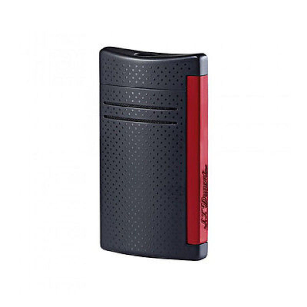 S.T. Dupont MaxiJet Torch Lighter with punched effect. Fuel gauge on the side of the lighter. Model: <span style="font-size: 16.8px; position: initial; margin: initial;">20160N. </span> S.T. Dupont MaxiJet Lighter Matte Black Punched