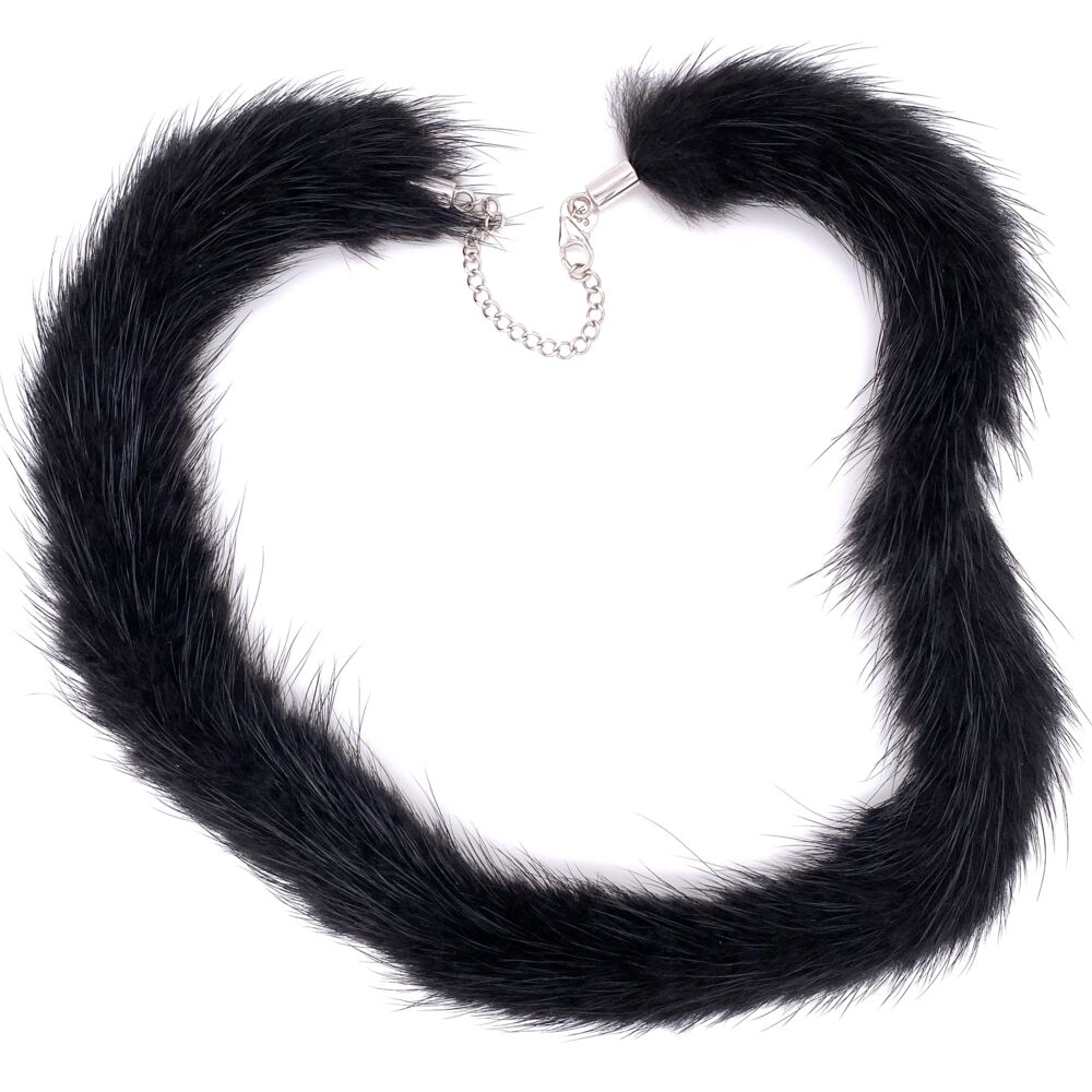 Rare one of kind Jude Frances Faux MInk & White gold necklace 18K White Gold Faux Mink Necklace by Jude Frances 16.5"