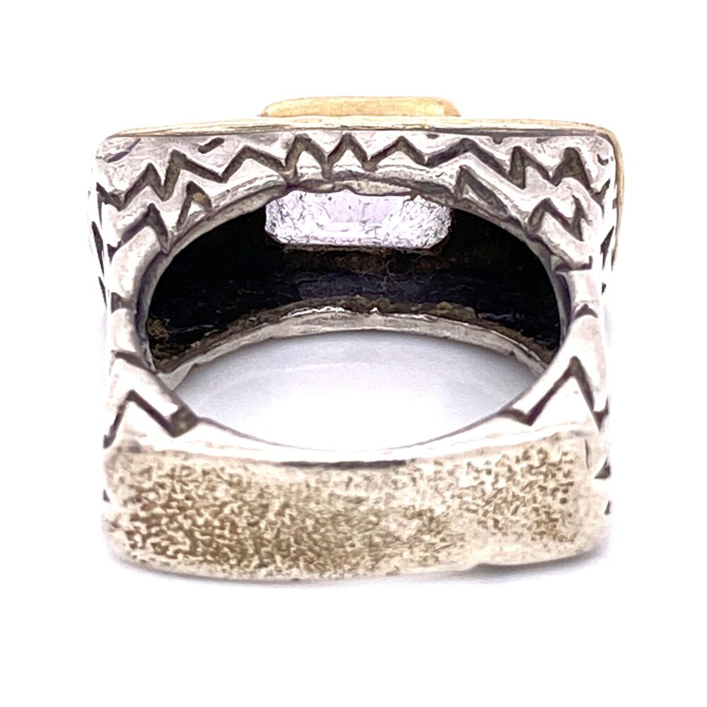 Image 2 for 925 / 14K Yellow Gold Diane Malouf Hammered Gold Amethyst Ring 10.0g, s6.75