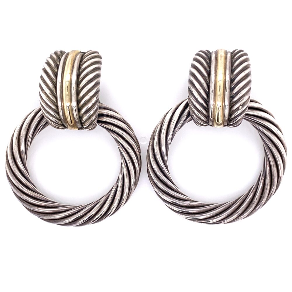 DOOR KNOCKERS! 925 / 14K Yellow Gold DAVID YURMAN Large Open Circle Earrings 35.3g 2" Tall