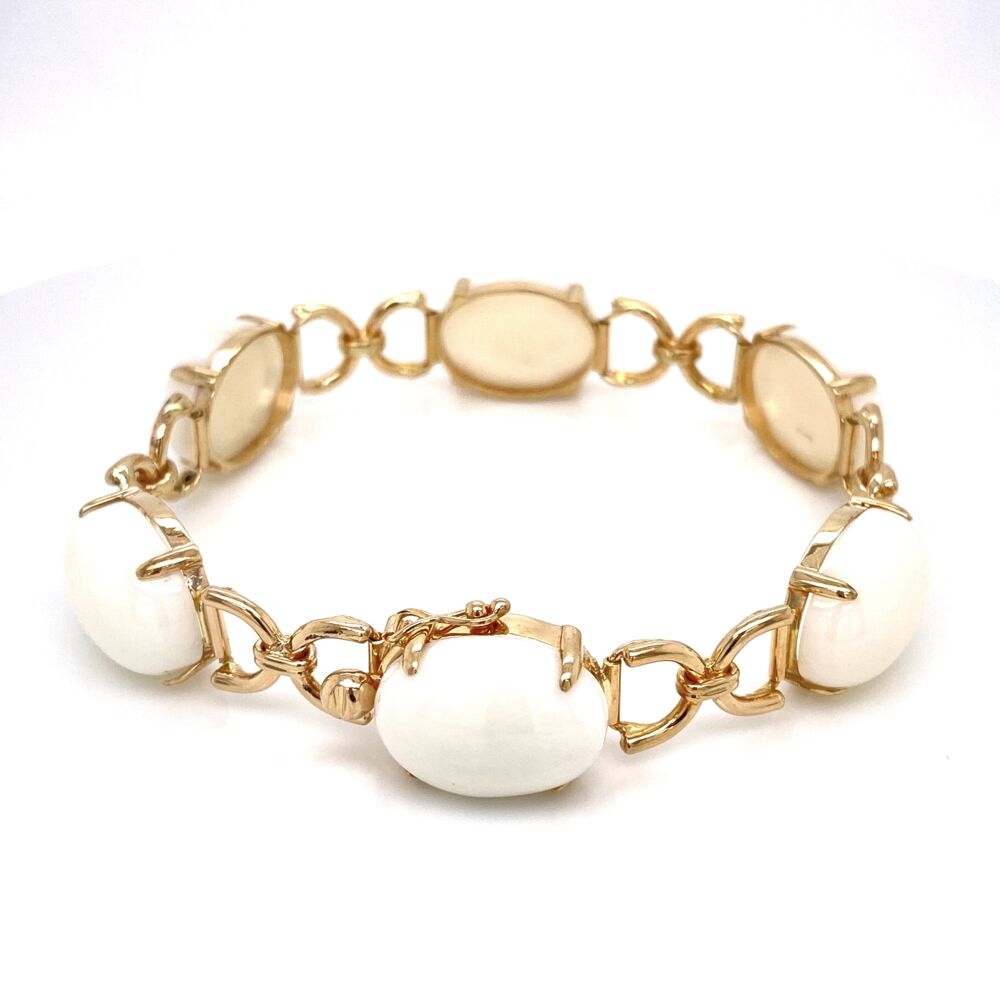 Image 2 for 14K Yellow Gold GUMPS White Coral Link Bracelet 23.4g, 7"