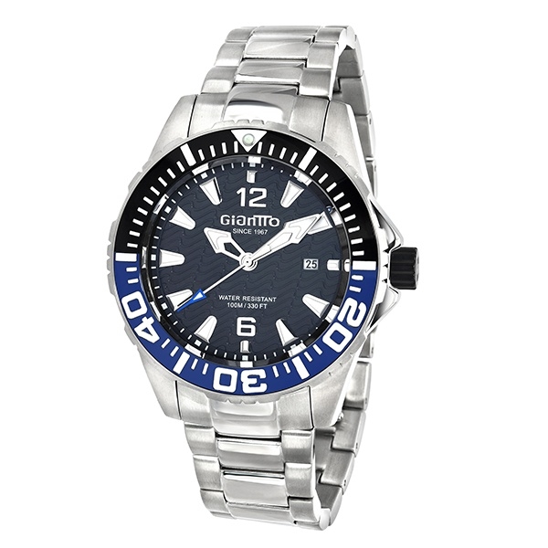 Water resistant up to 100M/330FT machined polish/matte SS bracelet
-Automatic movement skeleton case back
-46mm blue/black Ceramic bezel
-Wave sunray dial Giantto Mens GM3 DIVER LIMITED EDITION AUTOMATIC Batman Black/Blue