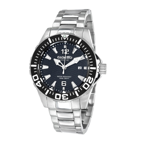 Water resistant up to 100M/330FT machined polish/matte SS bracelet
-Automatic movement skeleton case back
-46mm black Ceramic bezel
-wave sunray dial Giantto MensGM3 DIVER LIMITED EDITION AUTOMATIC