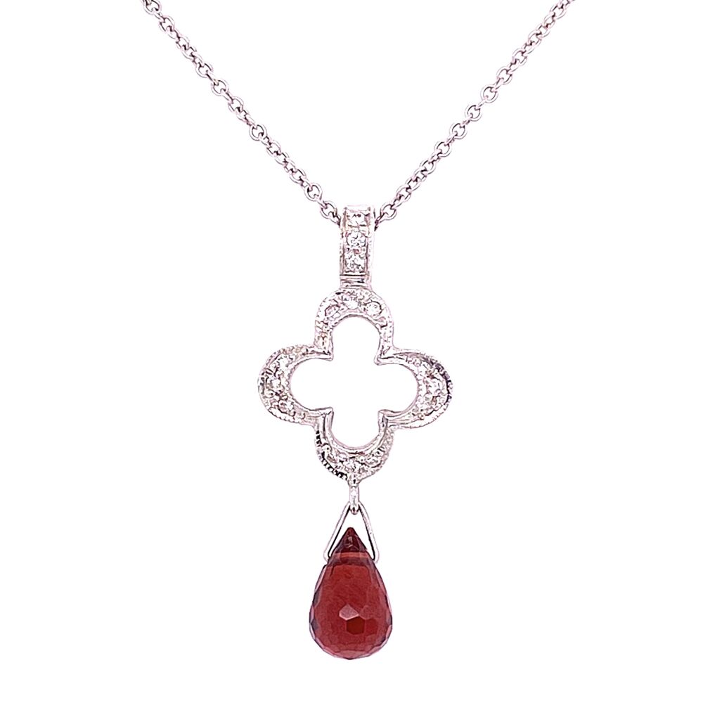 Image 2 for 18K White Gold JUDE FRANCES Open Clover .09tcw Diamond Pendant