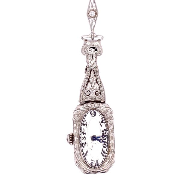 Closeup photo of Platinum Art Deco Watch Pendant 4.00tcw Diamonds 23.5g, 24" Chain