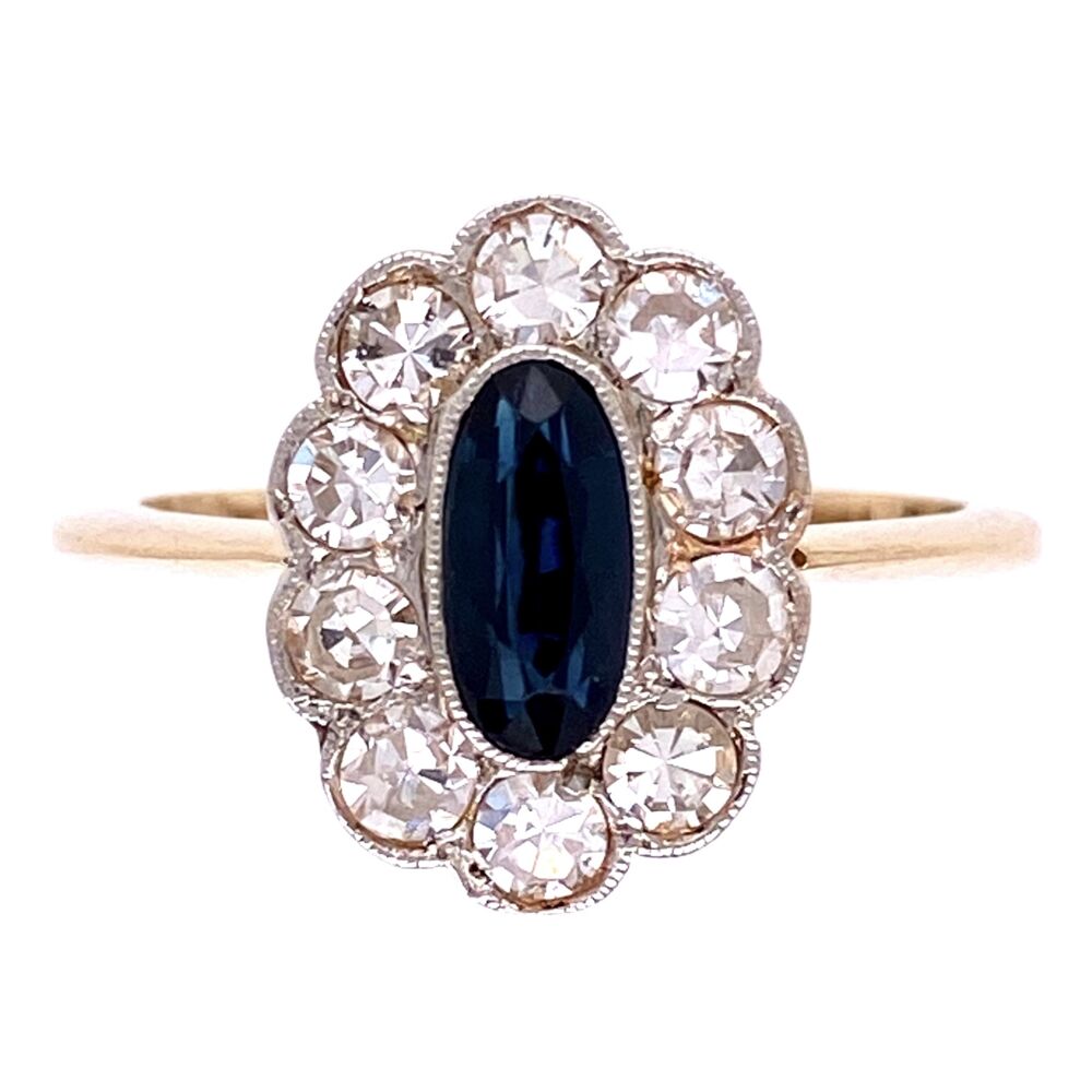 Platinum on 18K Edwardian .85ct Oval Sapphire & .50tcw Diamond Ring, s7.5
