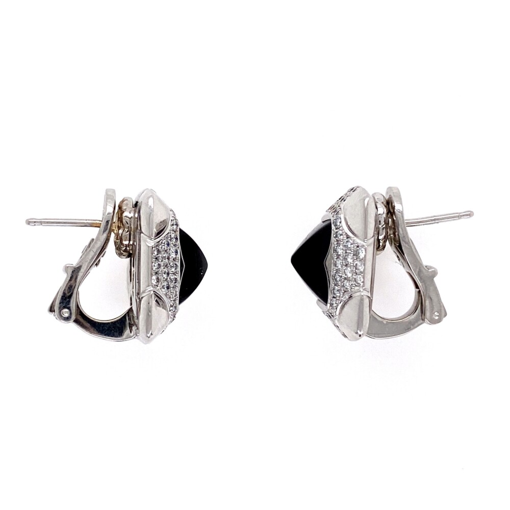 Bvglari Onyx & Diamond Earrings are classic and easy to wear!<div style="position: initial; margin: initial;"><span style="font-size: 16.8px; position: initial; margin: initial;"><a href="https://youtu.be/nqo-btWIAC8" title="https://youtu.be/nqo-btWIAC8" style="text-decoration: none;">https://youtu.be/nqo-btWIAC8</a></span><br style="position: initial; margin: initial;"></div> 18K WG Sugarloaf Onyx & .60tcw Diamond BVLGARI Earrings, 10.6g