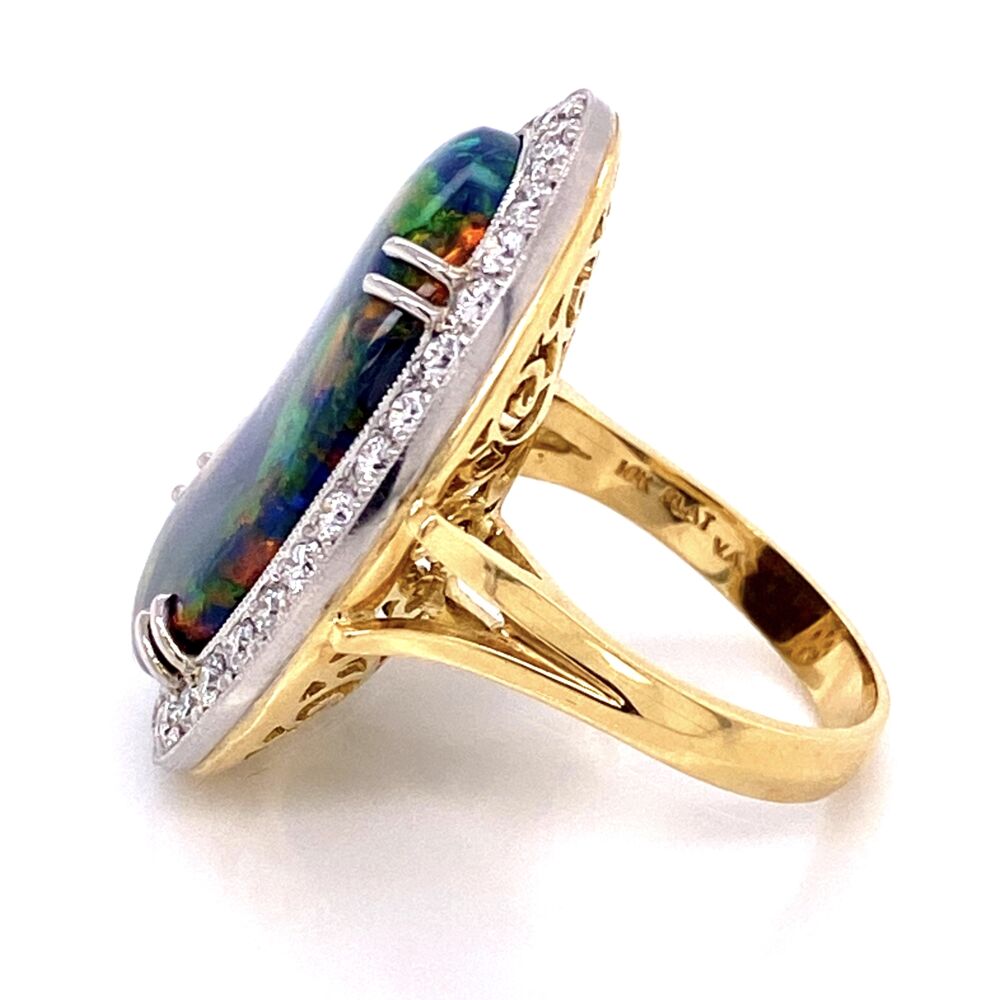 Image 2 for Platinum on 18K 10.68ct Black Opal & .82tcw Diamond Ring, s7